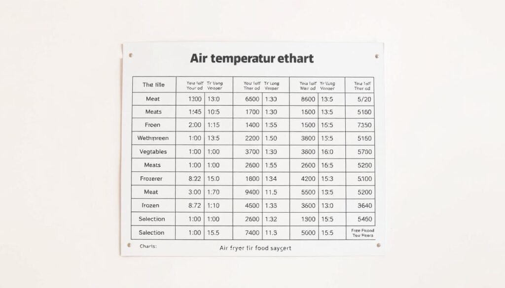 air fryer temperature chart